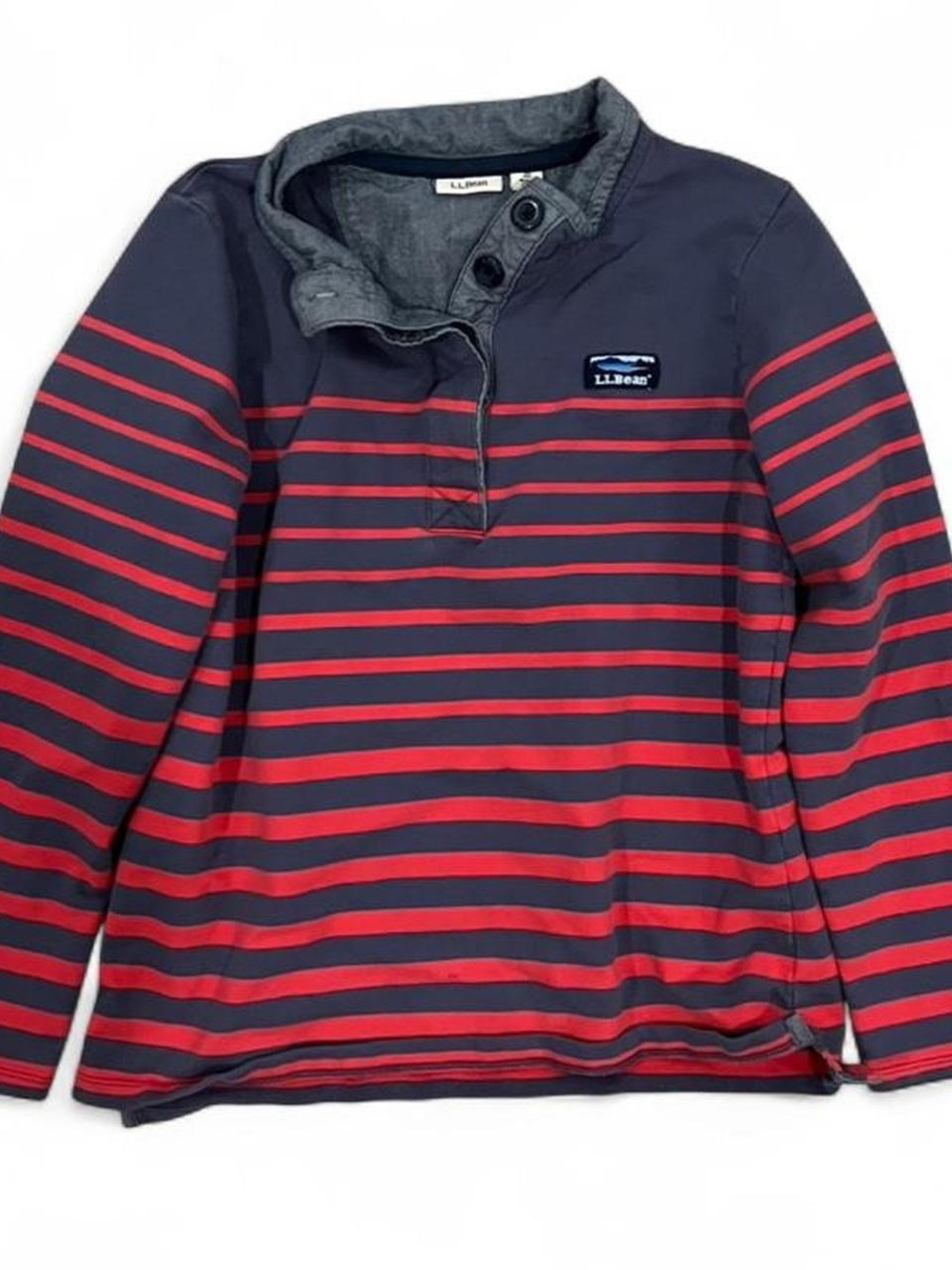 L.L.Bean Gray Polo with Red Stripes